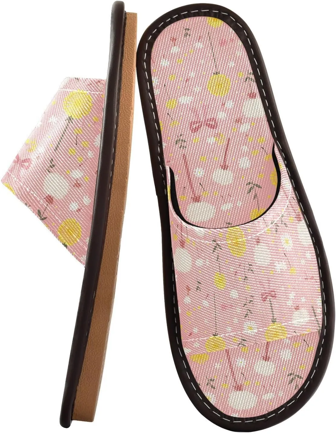 Yuiboo Dandelion Light Pink Men Women Bathroom Shower Slippers Portable Slides Sandals for Hotel Home Travel