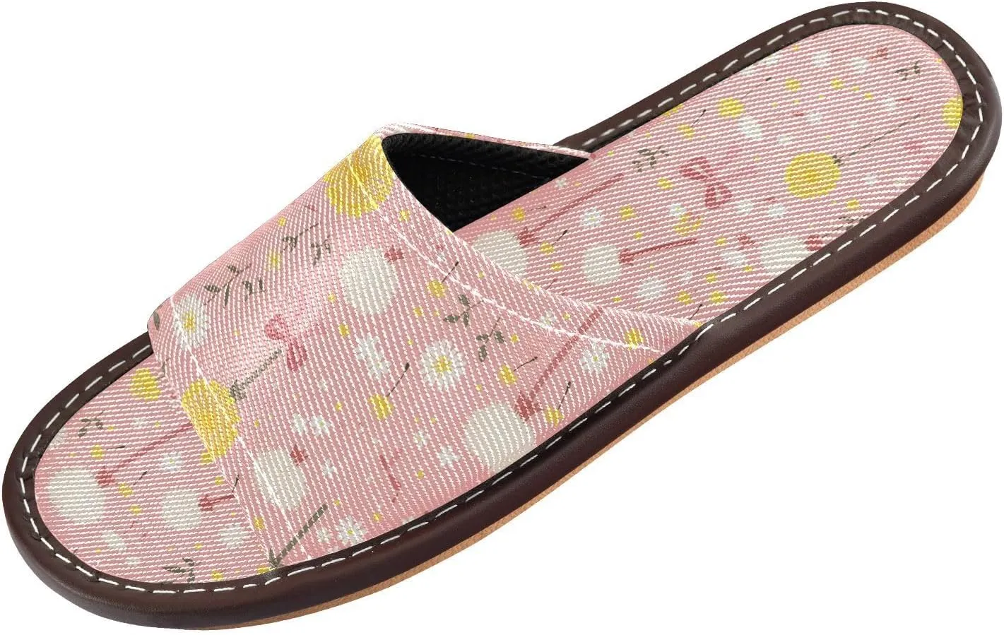 Yuiboo Dandelion Light Pink Men Women Bathroom Shower Slippers Portable Slides Sandals for Hotel Home Travel
