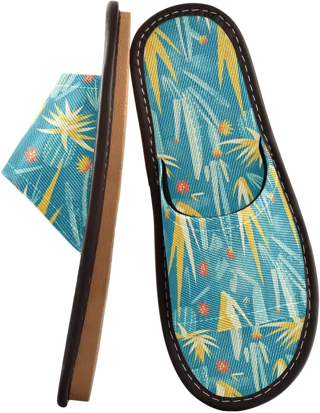 Yuiboo Retro Aloes Men Women Bedroom Slippers Portable Anti-slip Sandals for Hotel Home Beach
