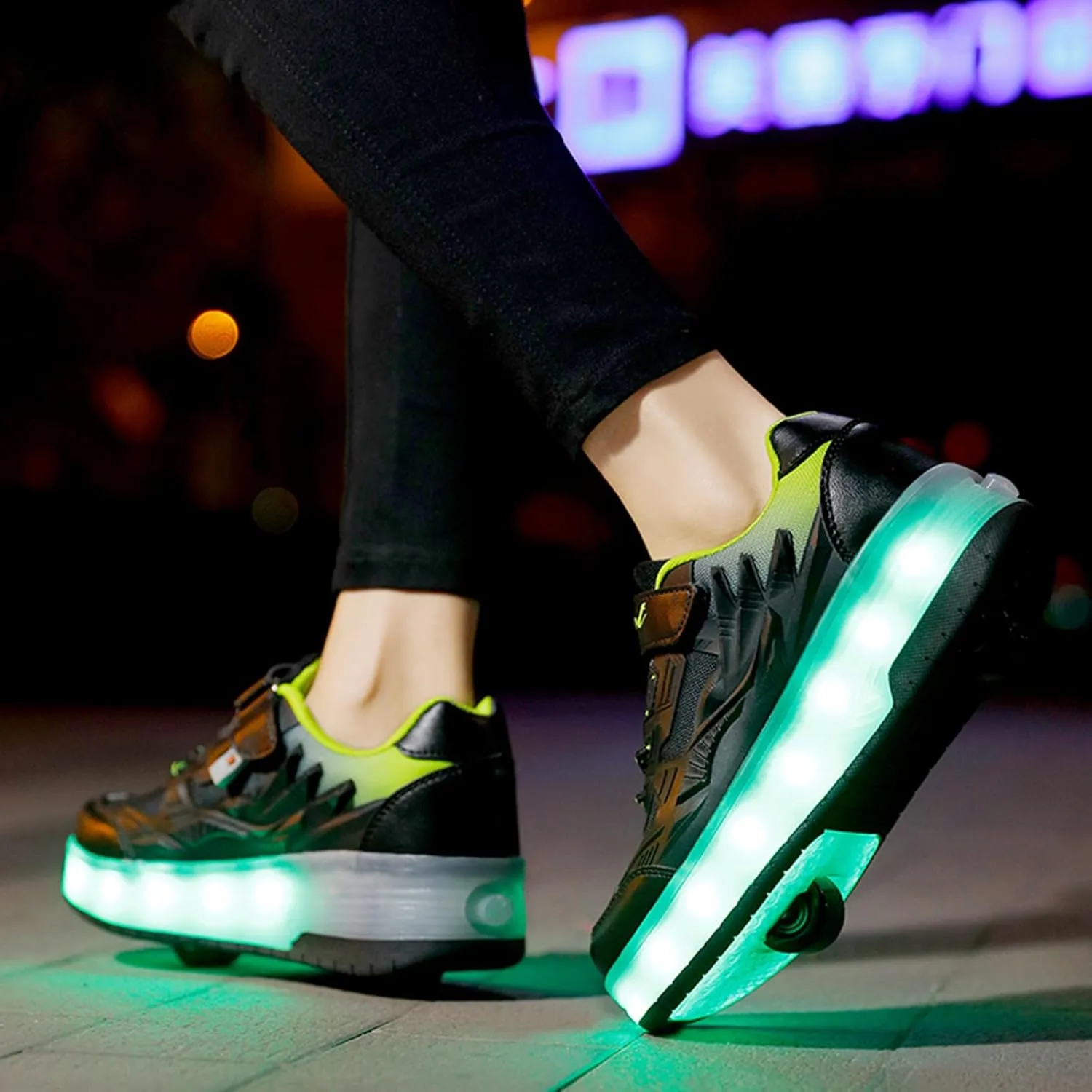 YUNICUS Roller Shoes for Girls Boys Kid Light Up Sneakers with Wheels