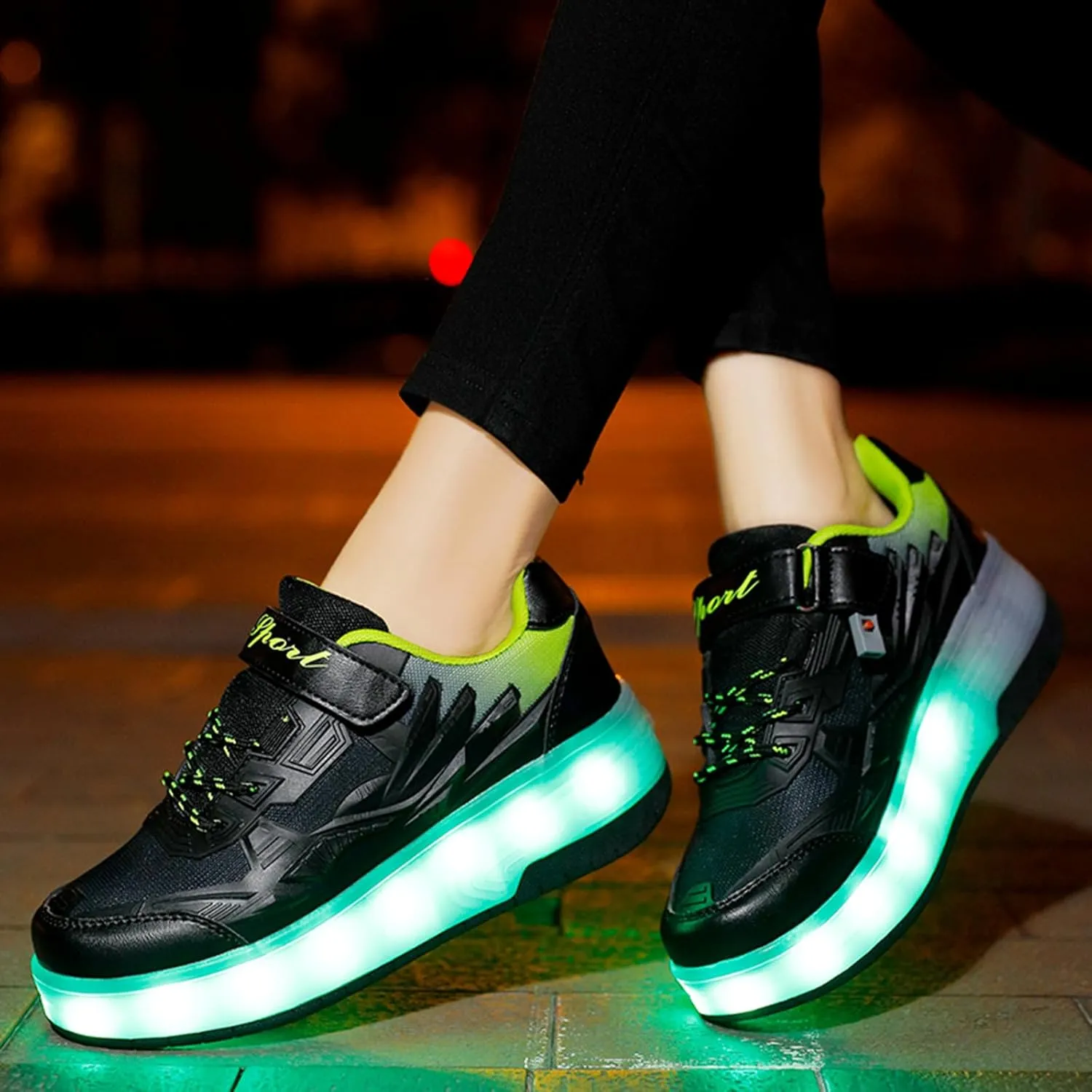 YUNICUS Roller Shoes for Girls Boys Kid Light Up Sneakers with Wheels