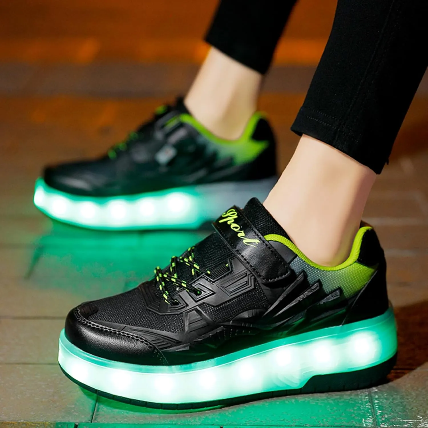 YUNICUS Roller Shoes for Girls Boys Kid Light Up Sneakers with Wheels