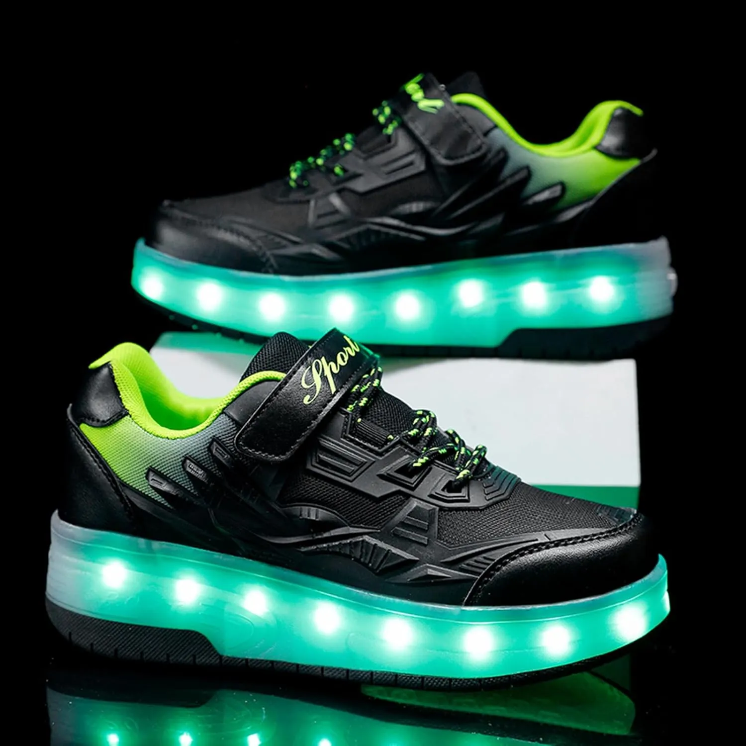 YUNICUS Roller Shoes for Girls Boys Kid Light Up Sneakers with Wheels