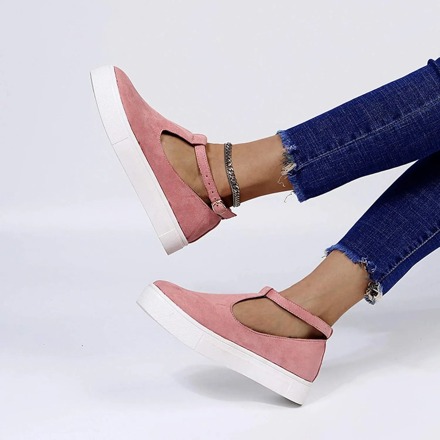 ZBYY Womens Sandals Summer Casual Buckle Strap Flat Sandals Comfy Slip On Hollow Out Breathable Walking Loafers Sneakers