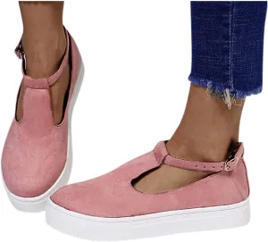 ZBYY Womens Sandals Summer Casual Buckle Strap Flat Sandals Comfy Slip On Hollow Out Breathable Walking Loafers Sneakers