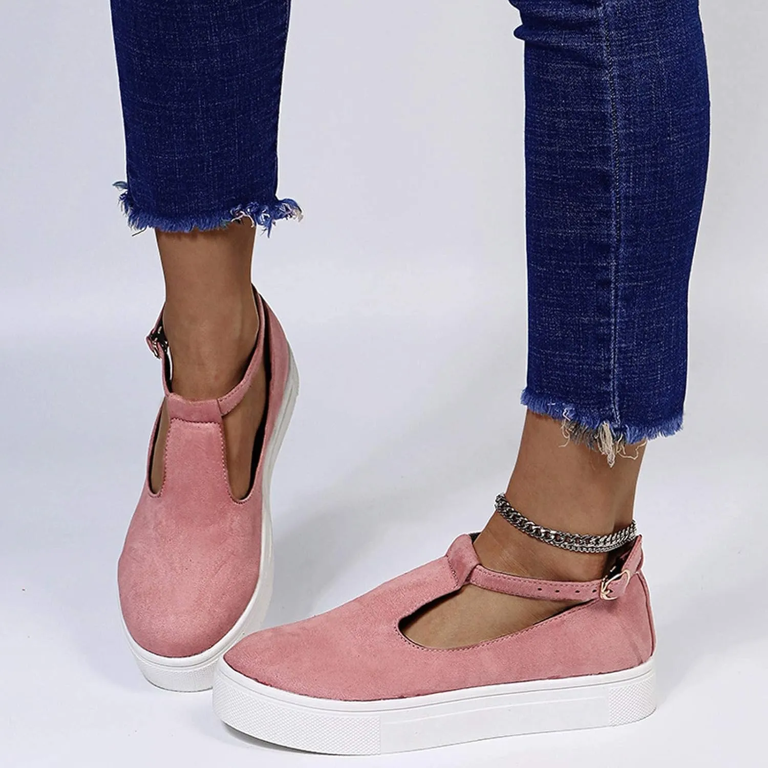 ZBYY Womens Sandals Summer Casual Buckle Strap Flat Sandals Comfy Slip On Hollow Out Breathable Walking Loafers Sneakers