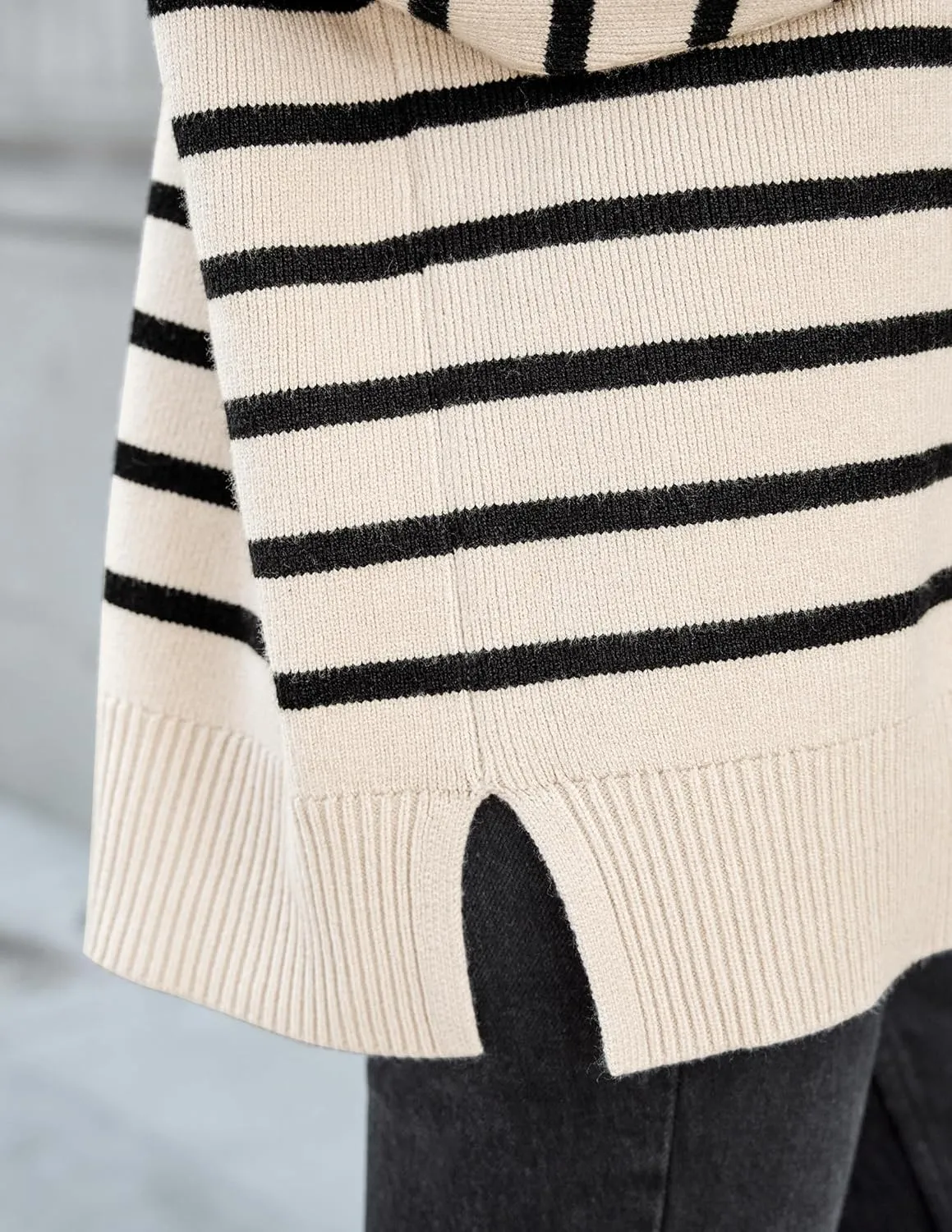 ZESICA Women's Fall Casual Long Sleeve Crew Neck Side Slit Oversized Ribbed Knit Pullover Sweater Tops